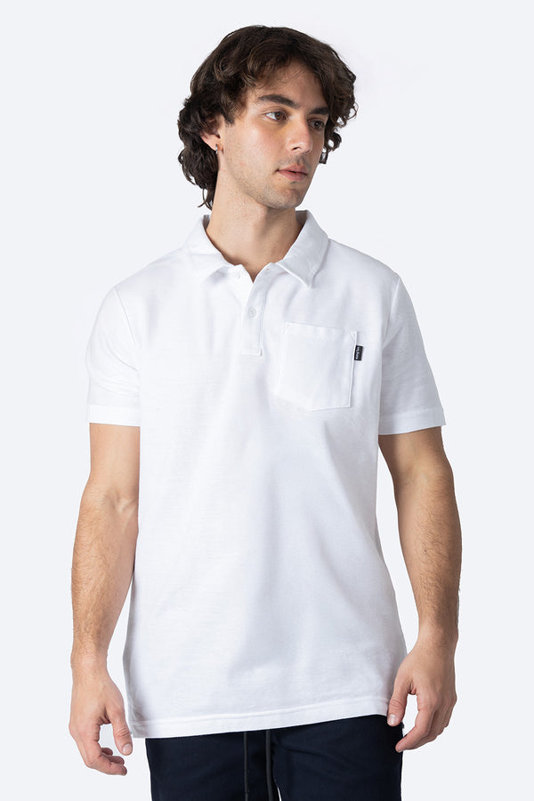 Polo pique básica blanca con bolsa  - Hang Ten