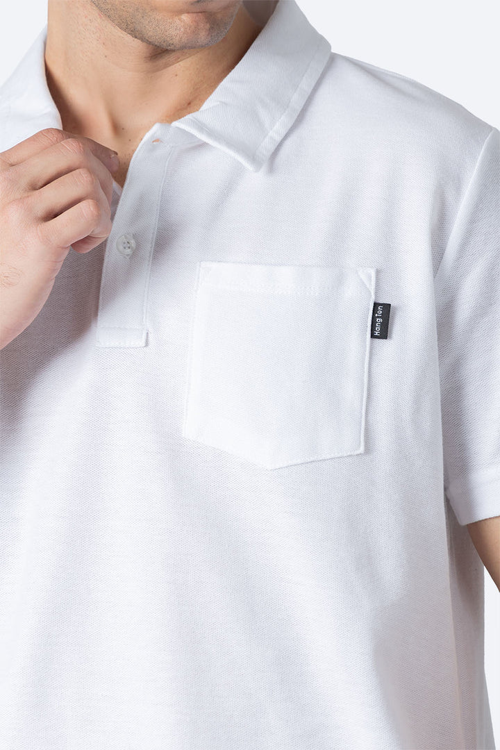 Polo pique básica blanca con bolsa  - Hang Ten