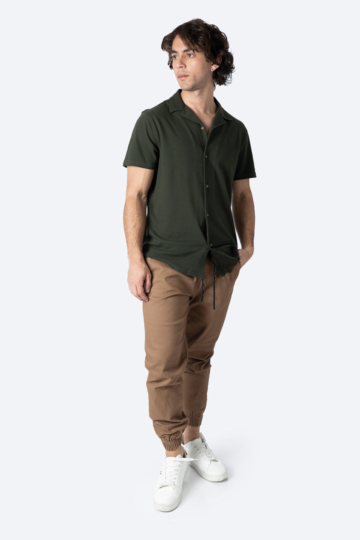 Camisa verde oscuro con textura - Hang Ten