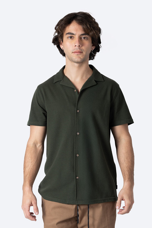 Camisa verde oscuro con textura - Hang Ten