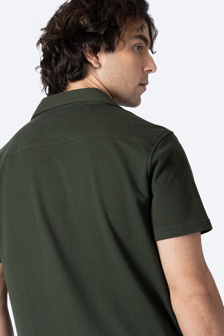 Camisa verde oscuro con textura - Hang Ten