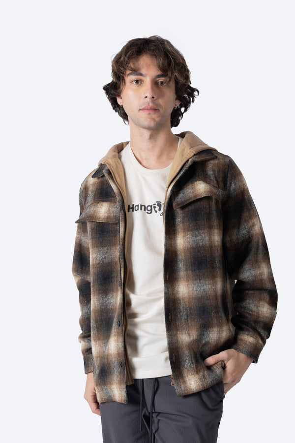 Chamarra café de cuadros - Hang Ten