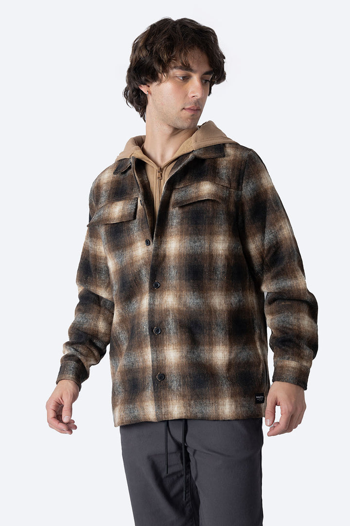 Chamarra café de cuadros - Hang Ten