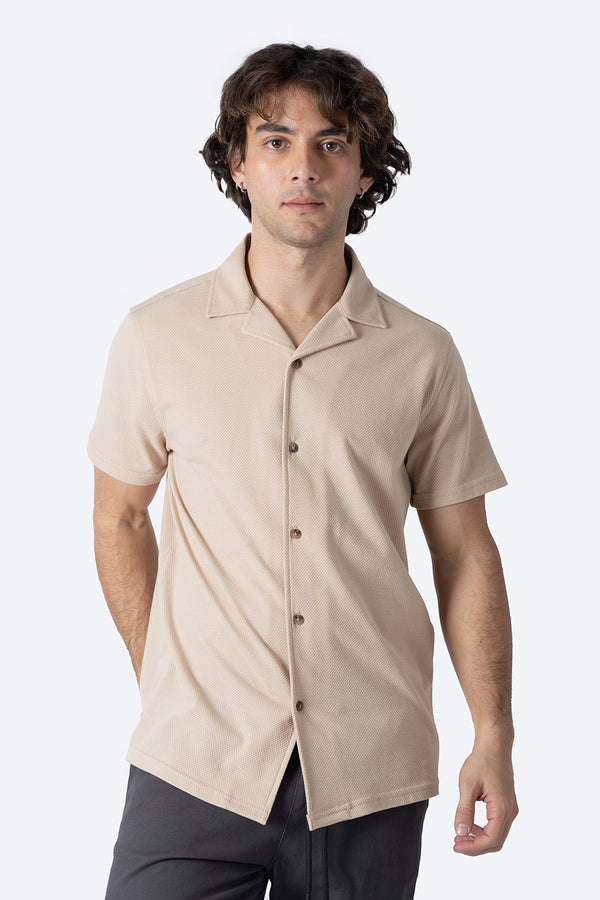 Camisa café con textura - Hang Ten