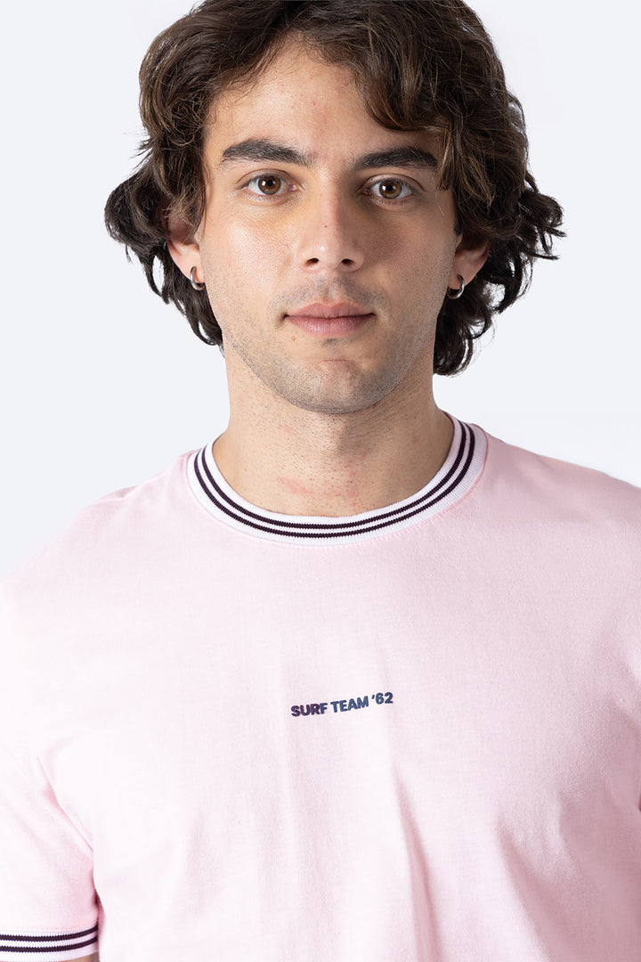 Playera rosa bies a contraste negro - Hang Ten 