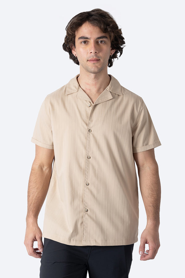 Camisa casual café claro con diseño - Hang Ten