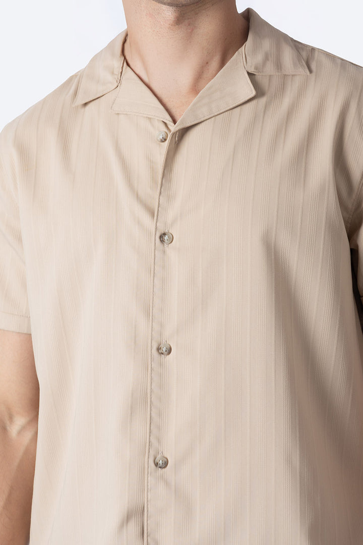 Camisa casual café claro con diseño - Hang Ten