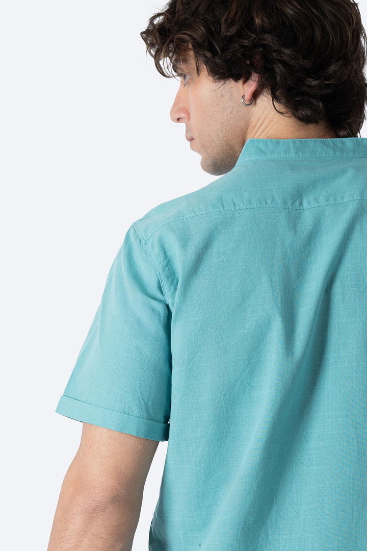 Camisa cuello mao turquesa - Hang Ten