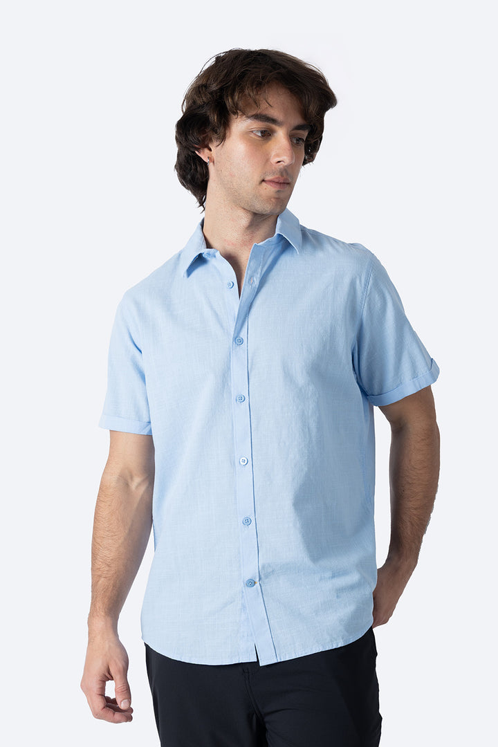 Camisa básica manga corta azul - Hang Ten