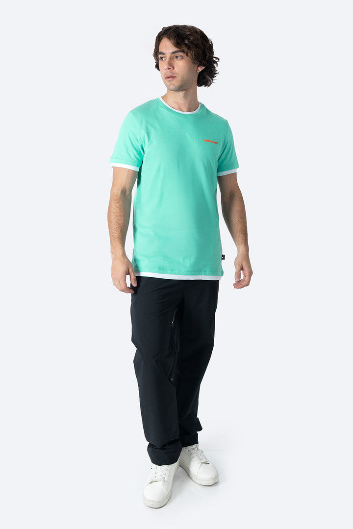 Playera aqua bies contraste blanco - Hang Ten 