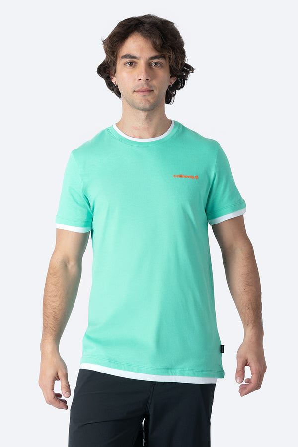 Playera aqua bies contraste blanco - Hang Ten 
