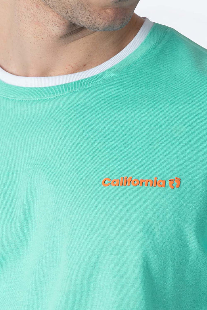 Playera aqua bies contraste blanco - Hang Ten 