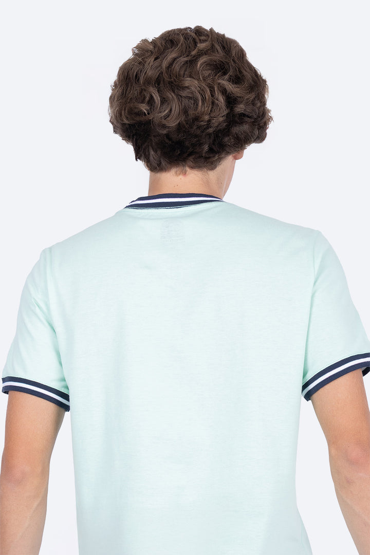Playera aqua bies a contraste azul marino - Hang Ten 
