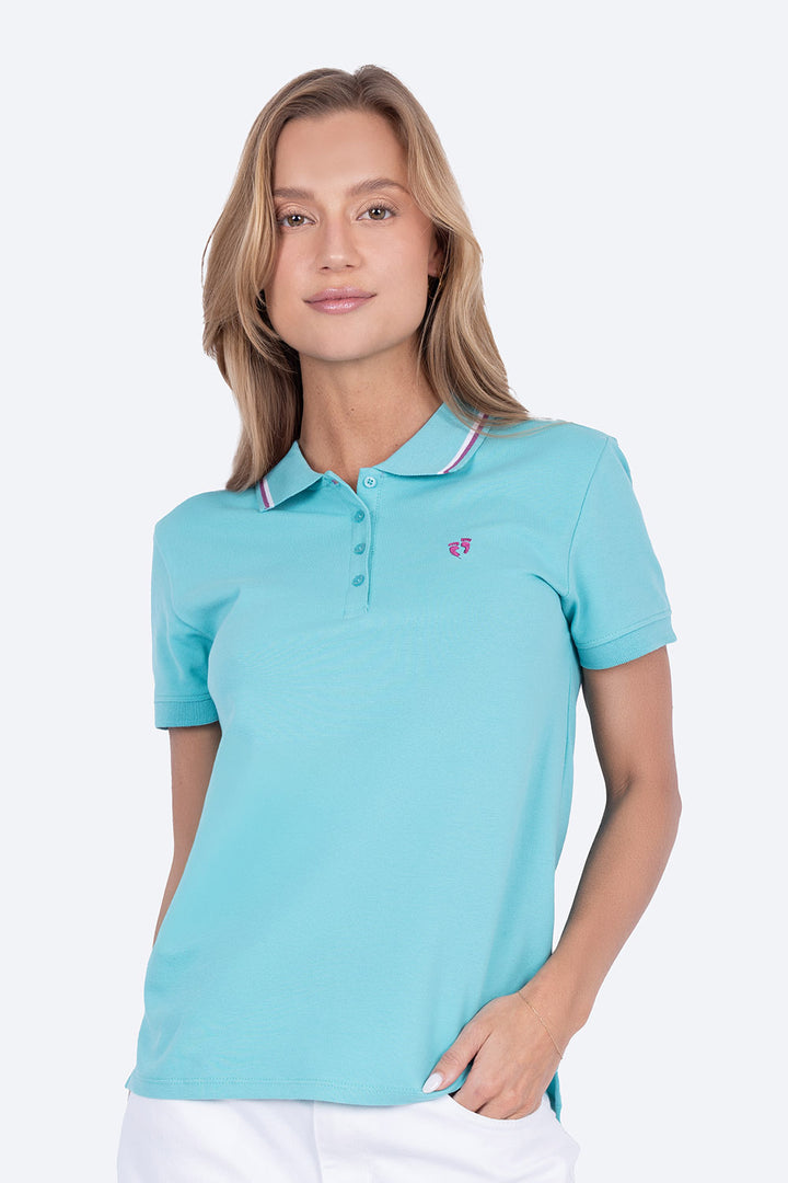 Polo piqué filos turquesa - Main Image