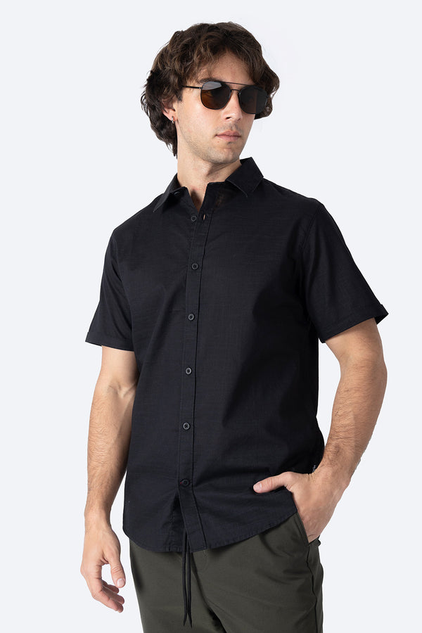 Camisa básica manga corta negra - Hang Ten