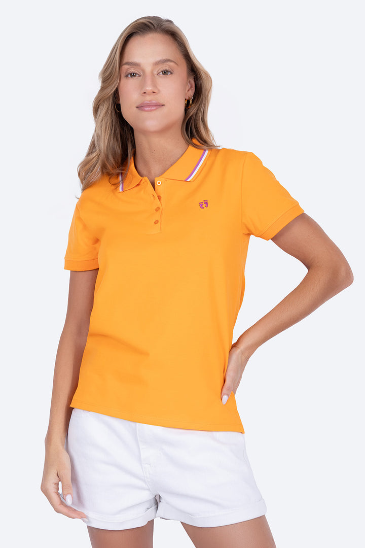 Polo chifón filos naranja mujer - Hang Ten