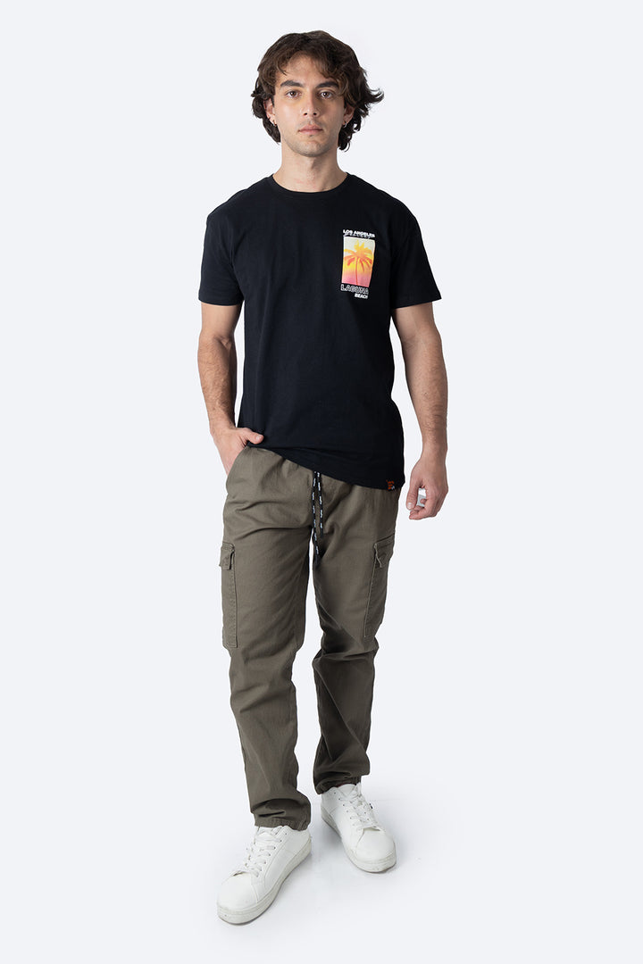 Playera negra con diseño en espalda - Hang Ten 