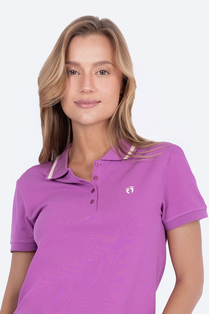 Polo piqué filos morada - Hang Ten