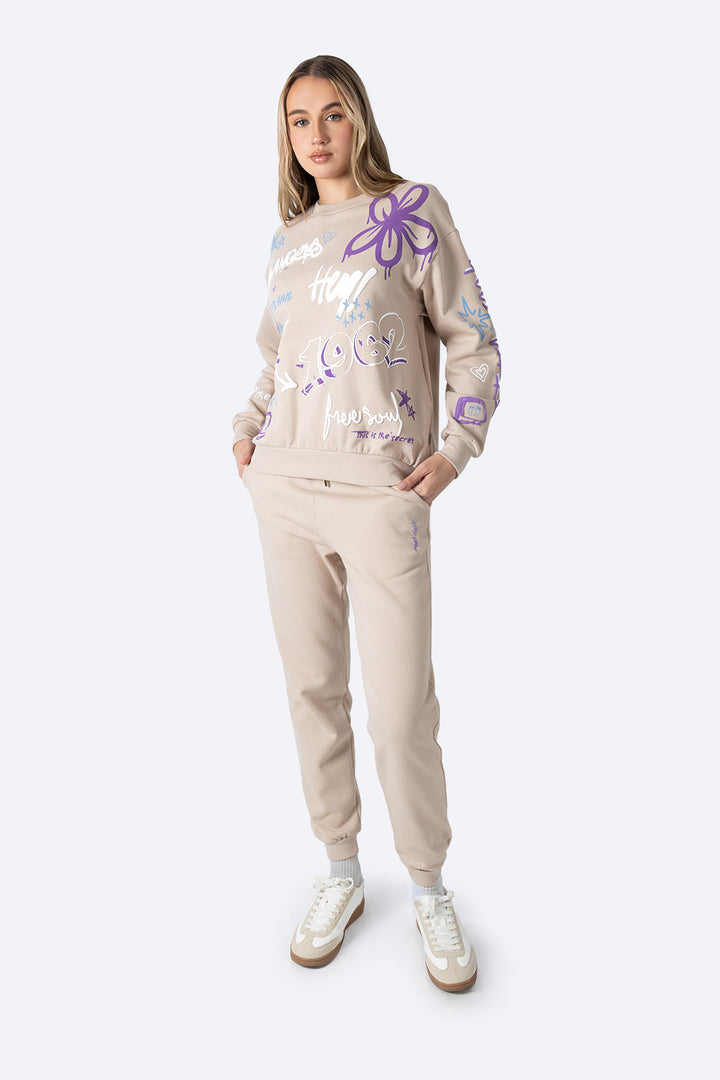 Sudadera oversize café con estampado -  Hang Ten