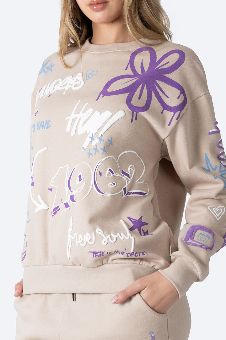 Sudadera oversize café con estampado -  Hang Ten