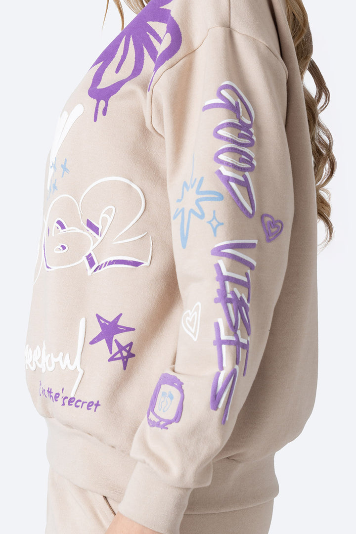 Sudadera oversize café con estampado -  Hang Ten