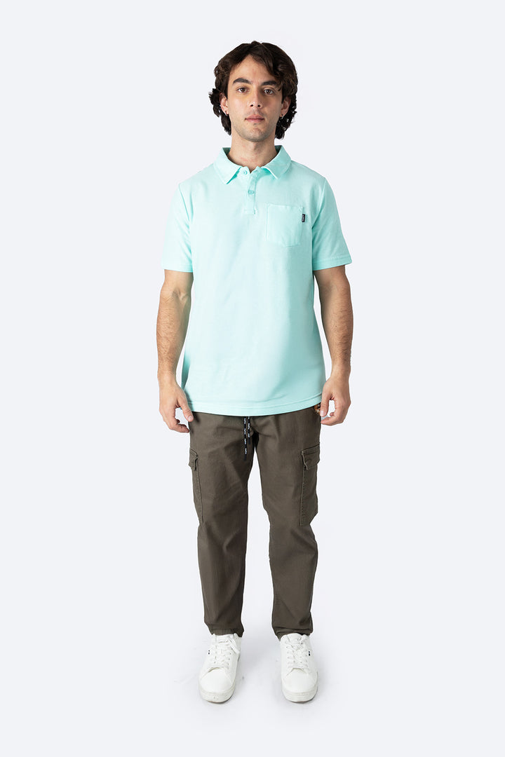 Polo pique básica aqua con bolsa  - Hang Ten