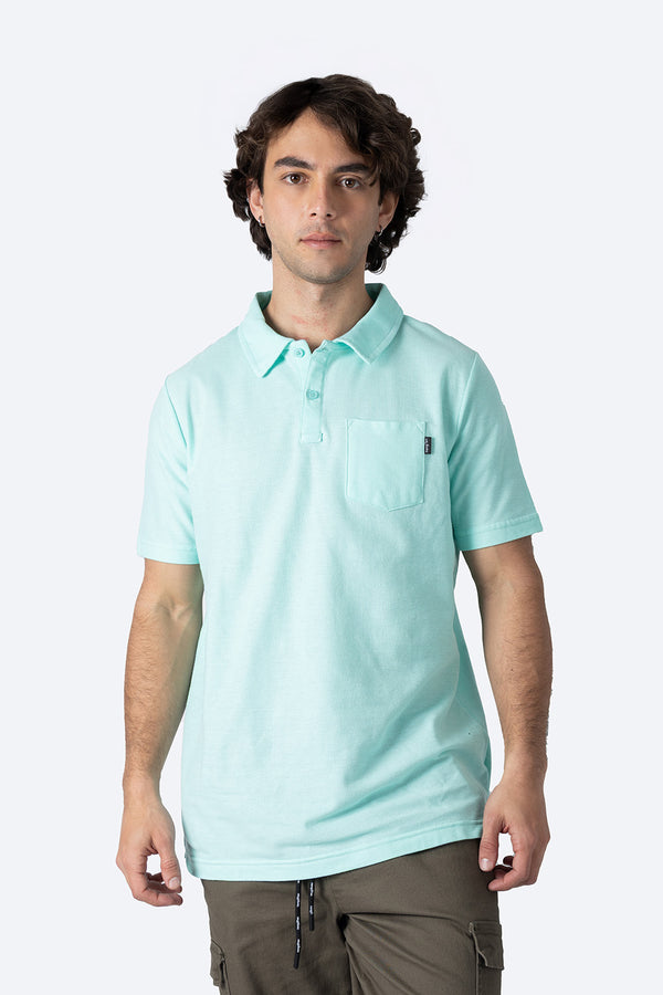 Polo pique básica aqua con bolsa  - Hang Ten