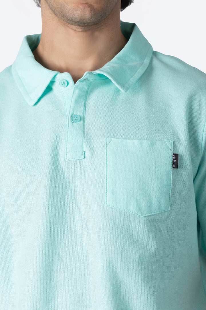 Polo pique básica aqua con bolsa  - Hang Ten
