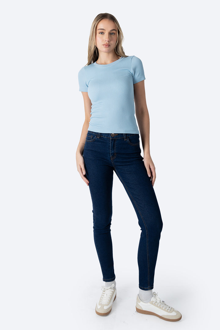 Playera azul con textura cuello redondo - Hang Ten