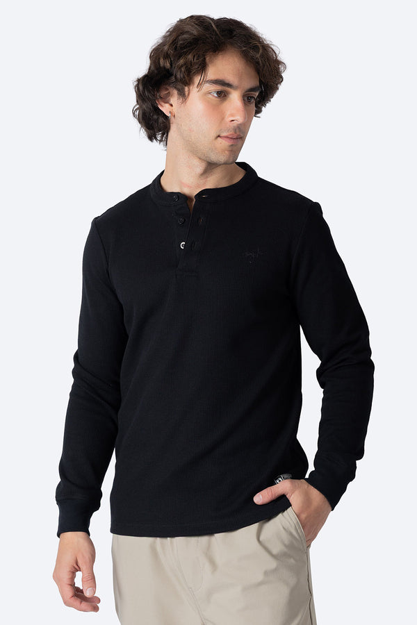 Player manga larga con textura negra - Hang Ten 