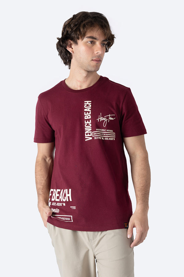 Playera vino cuello redondo con diseño - Hang Ten 