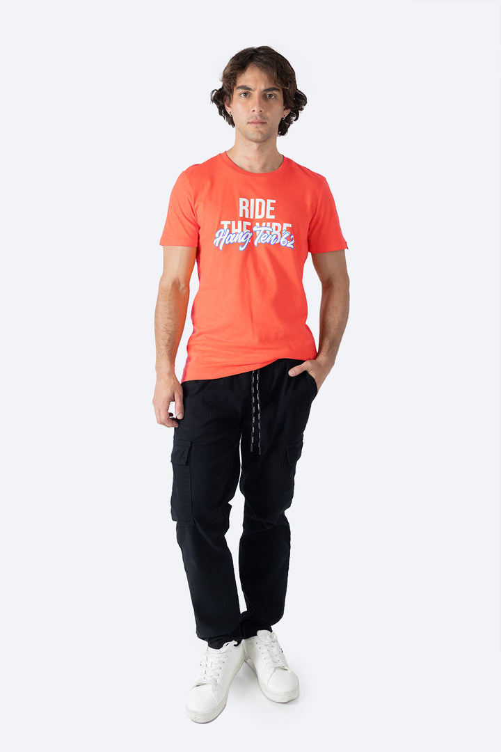 T-shirt naranja "Ride" - Hang Ten 