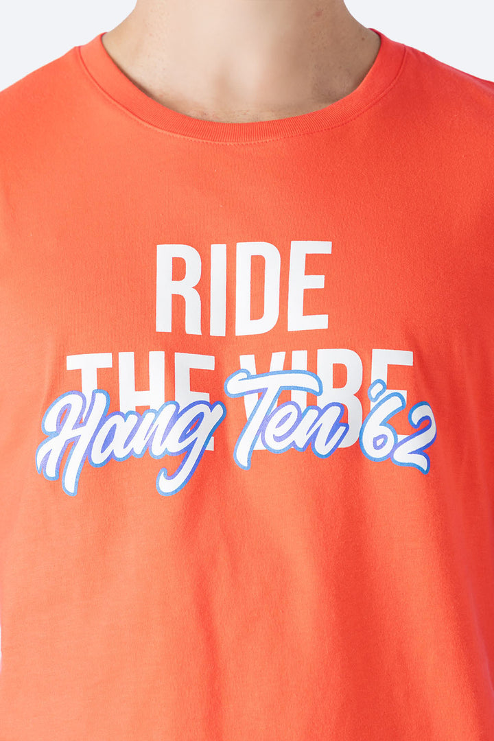 T-shirt naranja "Ride" - Hang Ten 