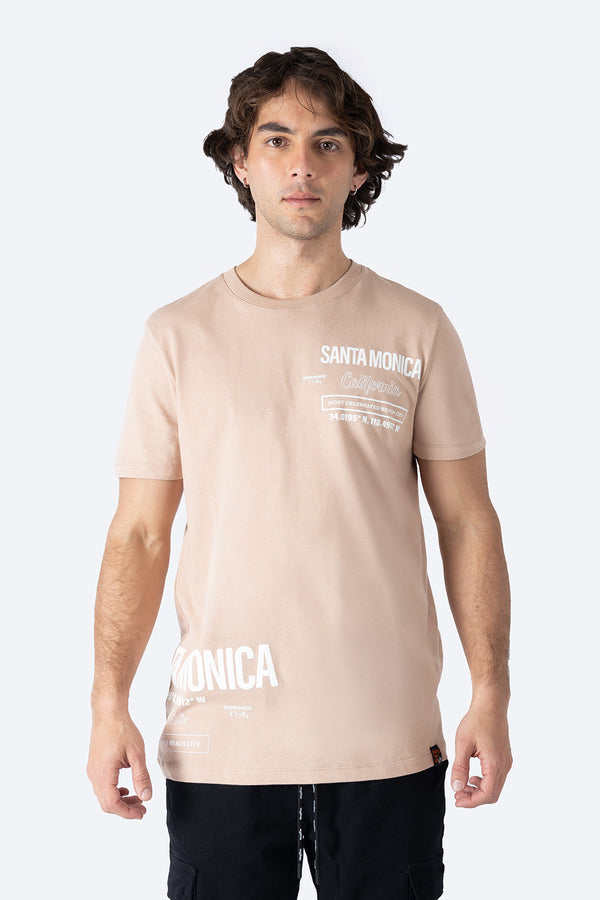 Playera café cuello redondo con diseño - Hang Ten 
