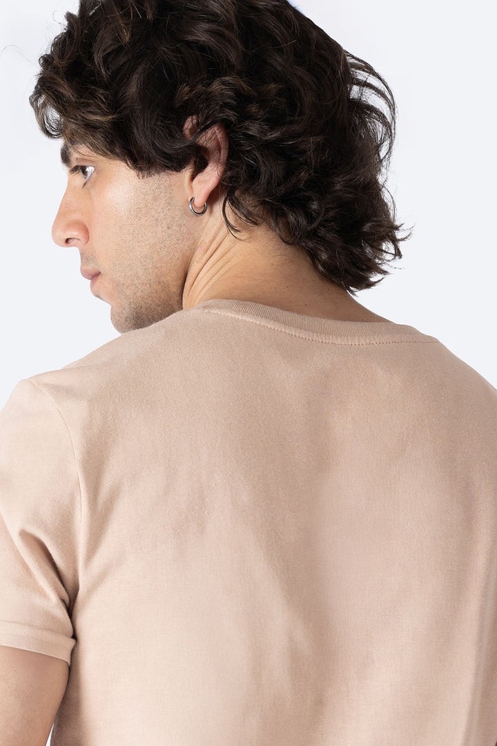 Playera café cuello redondo con diseño - Hang Ten 