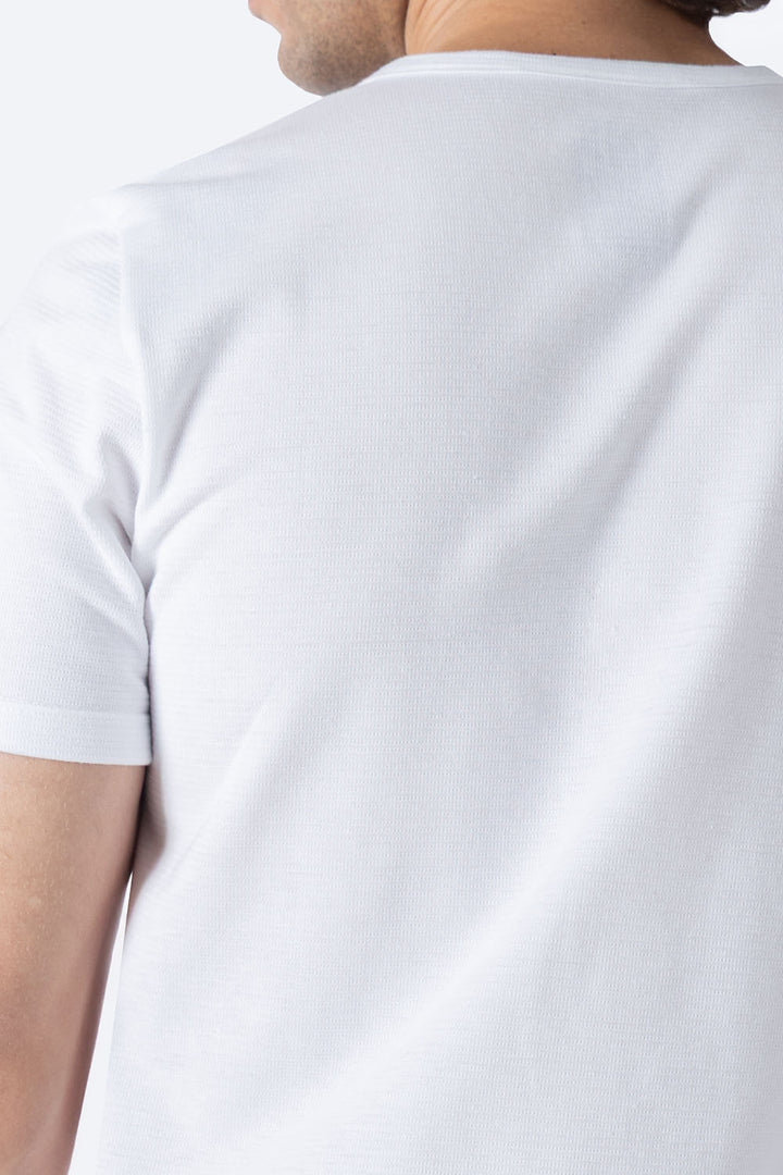 Playera blanca cuello Y con textura - Hang Ten 