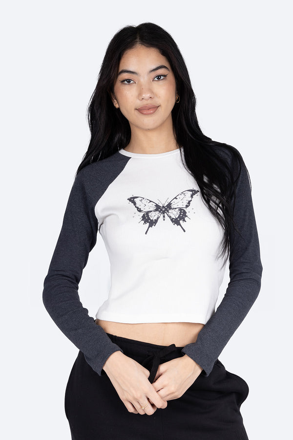 Playera manga larga estampado mariposa - Hang Ten