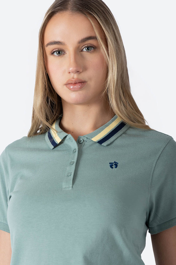 Polo chifón filos verde claro new - Hang Ten