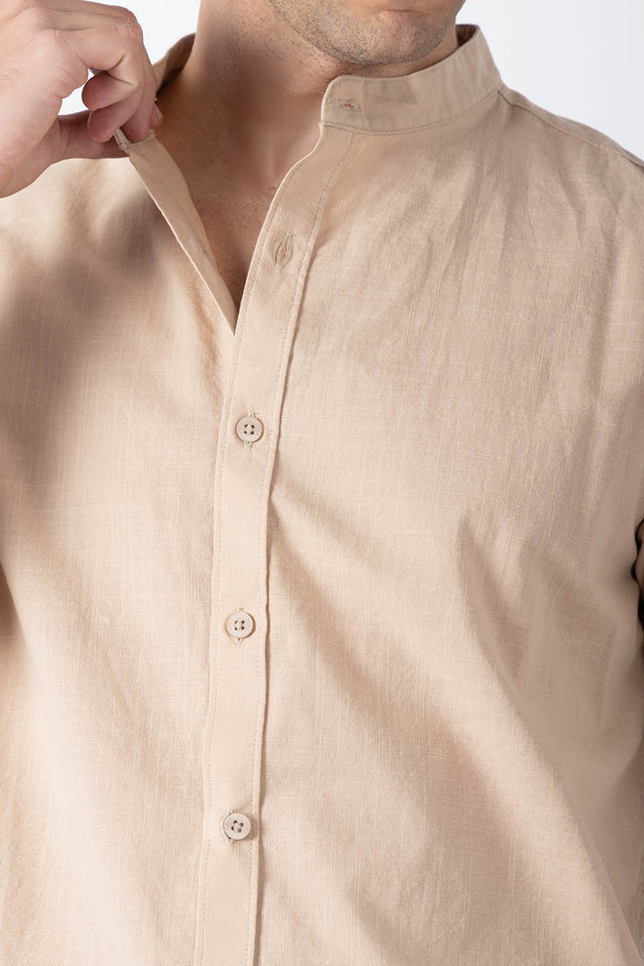 Camisa cuello mao café