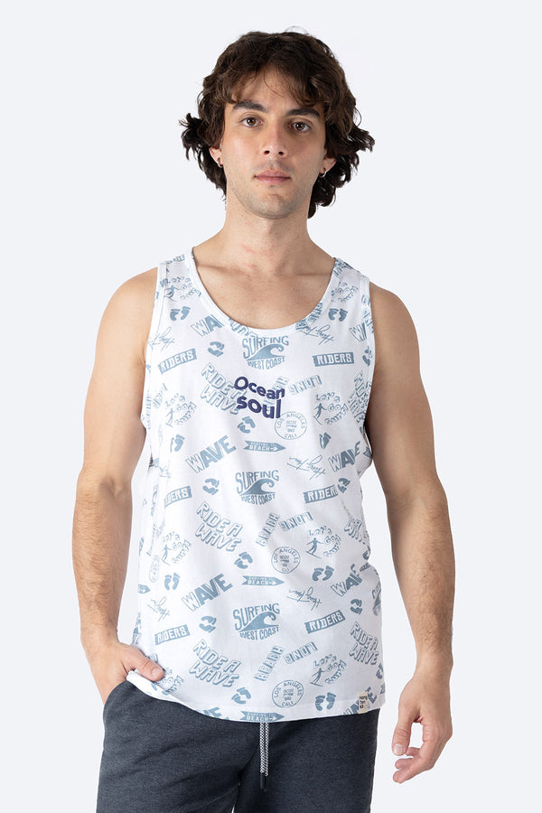 Tank top blanca con diseño - Hang Ten