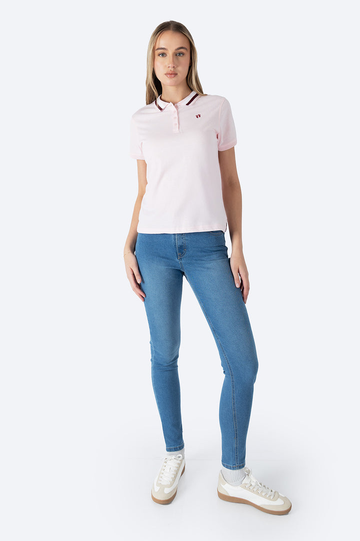 Polo chifón filos rosa claro new - Hang Ten