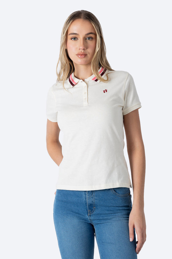 Polo chifón filos beige  new - Hang Ten
