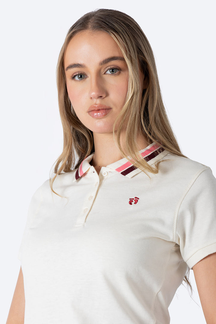 Polo chifón filos beige  new - Hang Ten