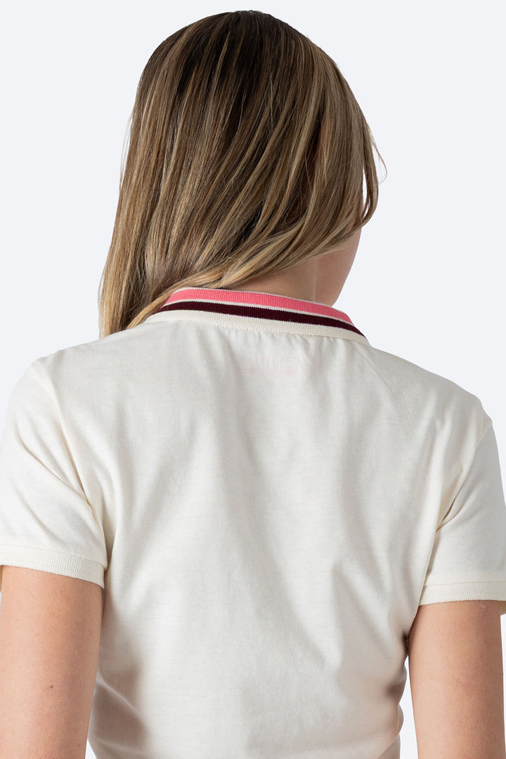 Polo chifón filos beige  new - Hang Ten