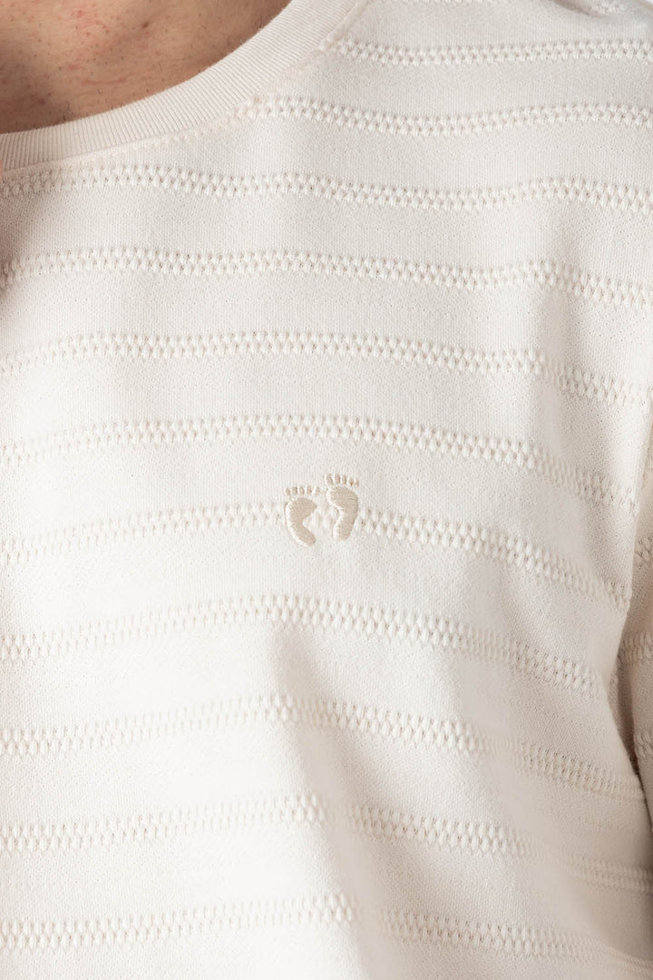 Playera beige líneas con textura - Hang Ten 