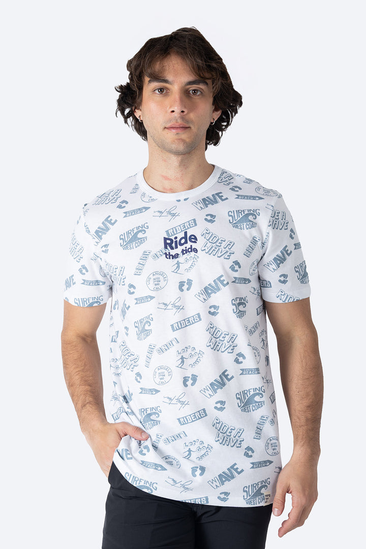Playera blanca con diseño - Hang Ten 