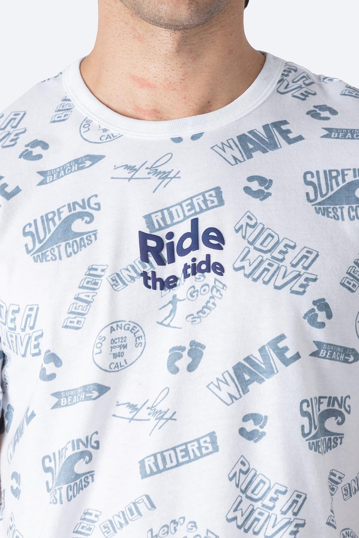 Playera blanca con diseño - Hang Ten 