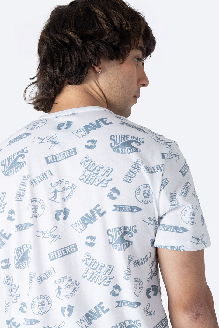 Playera blanca con diseño - Hang Ten 