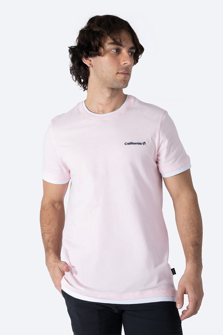 Playera rosa bies contraste blanco - Hang Ten 