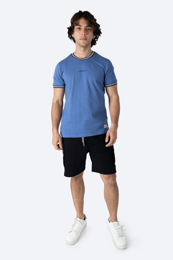 Playera azul bies a contraste negro - Hang Ten 